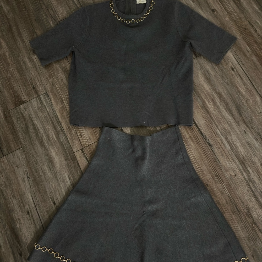 Zara Charcoal Knit Top and Skirt- SET